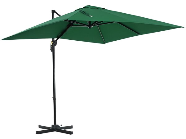 Outsunny Ombrellone da Giardino a Manovella 2.5x2.5 m con Rotazione 360° e Parasole Regolabile, Verde