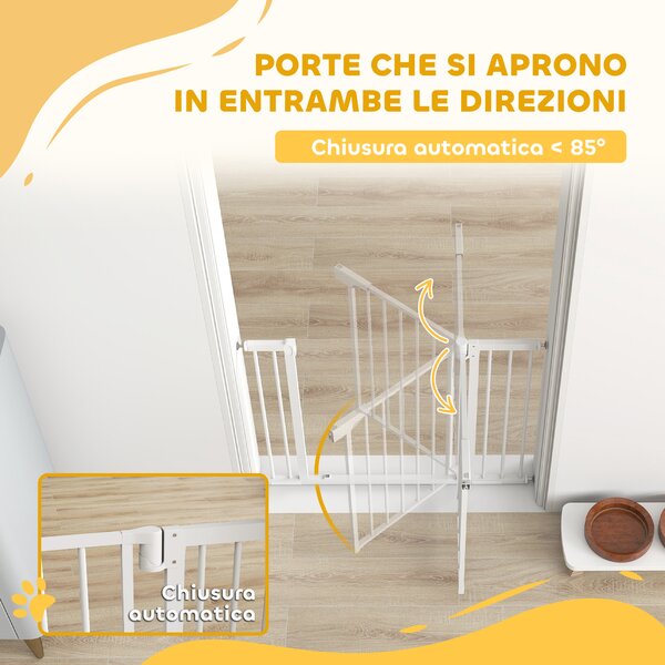 PawHut Cancellino di Sicurezza per Bambini e Animali, Chiusura Automatica e Montaggio a Pressione, 76-103x76 cm, Bianco | Aosom Italy