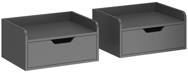 HOMCOM Set di 2 Comodini da Parete Comodini Sospesi con 1 Cassetto per Camera da Letto Camera 40x30x19,5 cm Nero | Aosom Italy