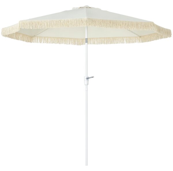 Outsunny Ombrellone da Giardino a Manovella Inclinabile e Palo a 2 Sezioni, Poliestere e Metallo, 2.6x2.4 m, Bianco