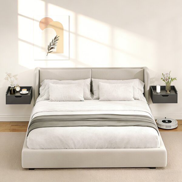 HOMCOM Set di 2 Comodini da Parete Comodini Sospesi con 1 Cassetto per Camera da Letto Camera 40x30x19,5 cm Nero | Aosom Italy