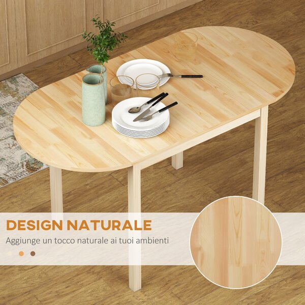 HOMCOM Tavolo Allungabile a Ribalta per 4-6 Persone in Legno di Pino, 140x70x75 cm, color Legno | Aosom Italy