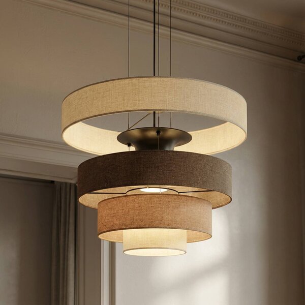 Lampada a sospensione Peldano Lucande, dimmerabile, Marrone / Ruggine, Soggiorno / Sala da pranzo, Tessuto / Stoffa / Seta, Moderno, Lampada a sospensione