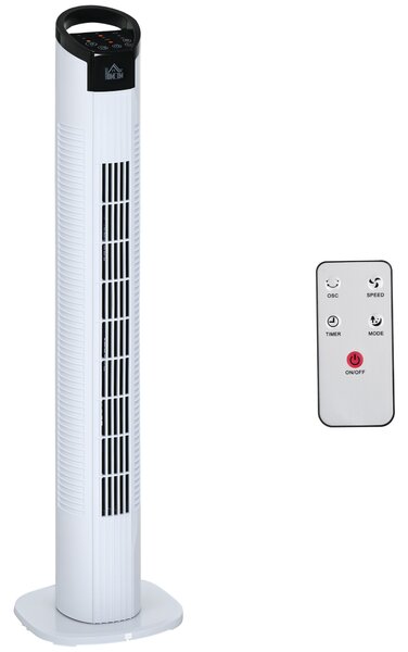 HOMCOM Ventilatore a Colonna Torre con Telecomando e Oscillazione, 3 Funzioni e 3 Velocità, Timer 7.5 Ore, Diametro 20x78.5cm|Aosom