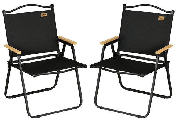 Outsunny Set 2 Sedie per Esterni Pieghevoli con Braccioli in Tessuto Oxford e Acciaio, Nero