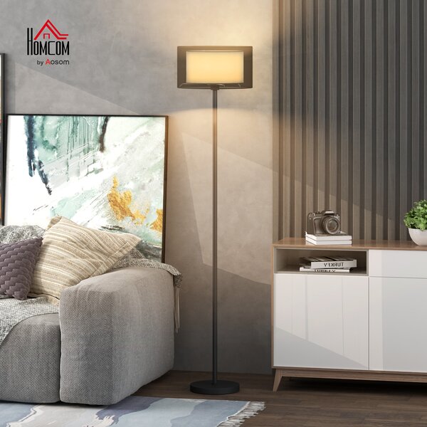 HOMCOM Lampada da Terra Moderna con Doppio Paralume e Interruttore a Pedale, Ø33 x 152.5 cm, Nero | Aosom Italy