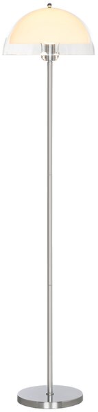 HOMCOM Lampada a Piantana Moderna con Paralume a Doppio Strato, in Metallo e Acrilico, Ø35x150 cm, Bianca