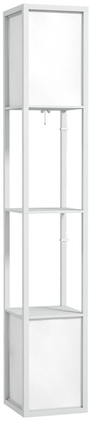 HOMCOM Lampada da Terra Moderna con 2 Paralumi e 2 Ripiani per Lampadine E27 Max. 40W, 26x26x156 cm, Bianco