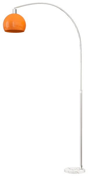 HOMCOM Lampada da Terra ad Arco con Interruttore a Pedale, in Marmo, Metallo e Plastica, 26x90x180 cm, Bianco e Arancione | Aosom Italy