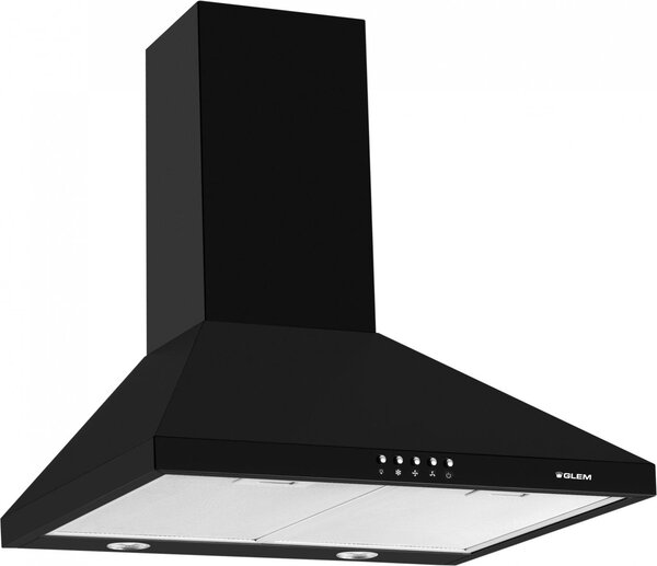 Glem Gas Cappa Cucina Aspirante a Parete Larghezza 60 cm Profondit 50 cm Classe C colore Nero - GHP645BK