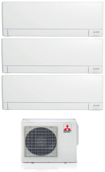 MITSUBISHI Climatizzatore Trial Split Inverter 9000 + 9000 + 9000 Btu Condizionatore con Pompa di Calore Classe A+++/A+ Gas R32 Wi-Fi ( Unit Inter