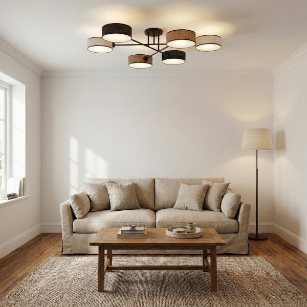 Lampadario a montaggio superficiale MAGA 6xE14/10W/230V nero/marrone/grigio