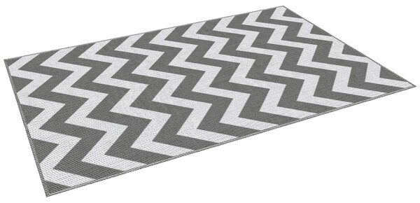 Outsunny Tappeto da Esterno Reversibile con Fantasia Geometrica, 121x182 cm, Grigio e Bianco