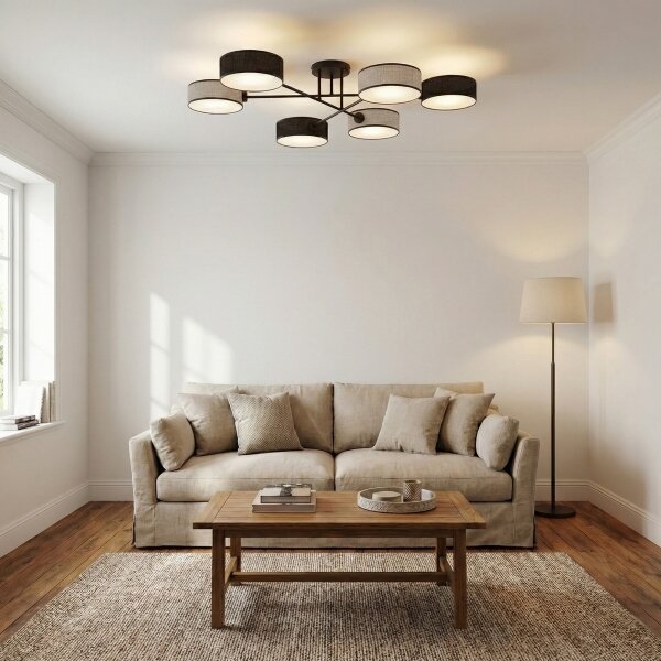 Lampadario a plafone MAGA 6xE14/10W/230V nero/grigio