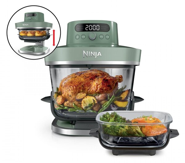 Ninja Friggitrice ad Aria 5 in 1 Capacit 5.7 Litri Potenza 2000 Watt in Vetro XL colore Verde - AS090EUGN CRISPi Pro