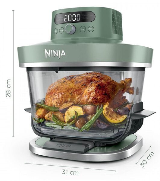 Ninja Friggitrice ad Aria 5 in 1 Capacit 5.7 Litri Potenza 2000 Watt in Vetro XL colore Verde - AS090EUGN CRISPi Pro