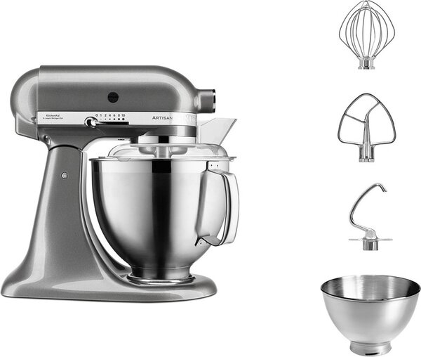 KITCHENAID Impastatrice Planetaria Capacit Ciotola 4.8 Litri Potenza 300 Watt colore Argento - 5KSM185PS Artisan Premium