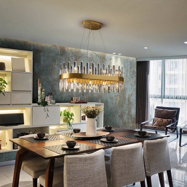 Schuller Valencia Lampada a sospensione in vetro Grace, Ottone / Oro, Soggiorno / Sala da pranzo, Metallo, Lampada a sospensione