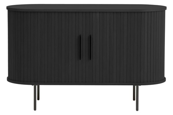 Cassettiera nera con effetto rovere con ante scorrevoli 120x76x45 cm Nola – Unique Furniture