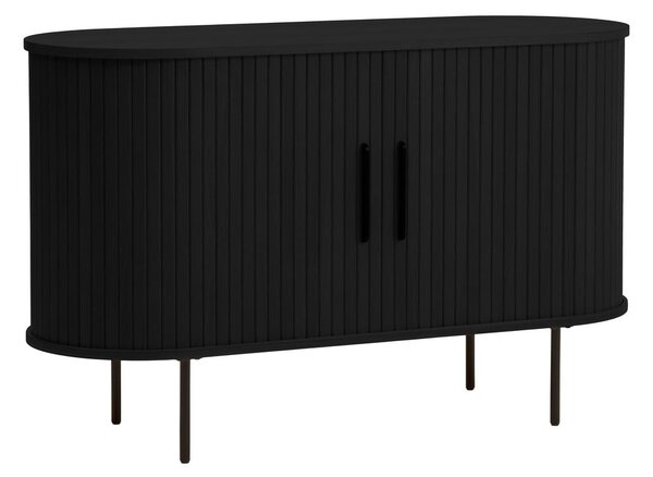 Cassettiera nera con effetto rovere con ante scorrevoli 120x76x45 cm Nola – Unique Furniture