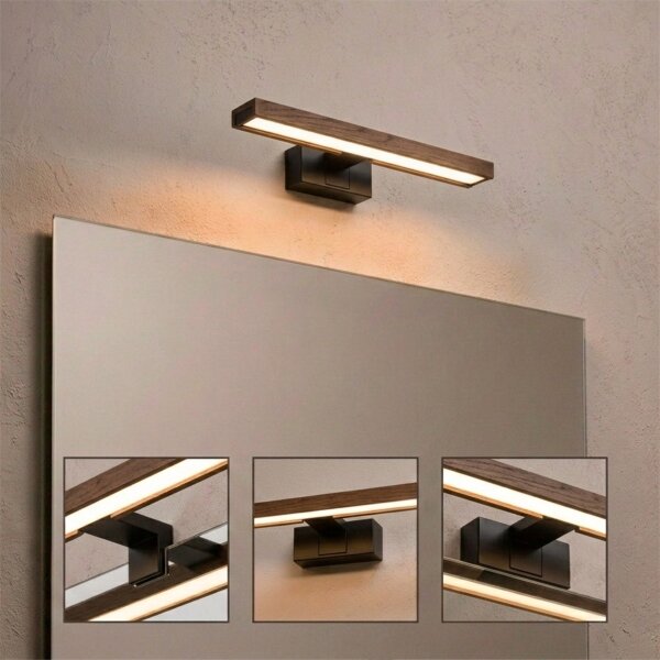 Brilagi - Illuminazione LED per specchio da bagno 3 in 1 WOODY MIRROR LED/8W/230V IP44 nero/rovere noce