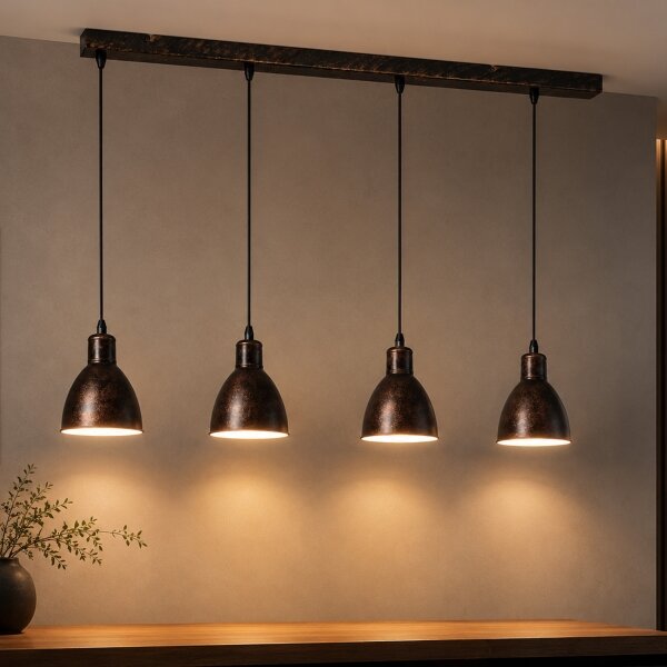 Brilagi - Lampadario LED sospeso su cavo RIDDY 4xE27/60W/230V rame/patina