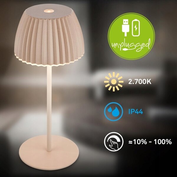 Briloner 7552-011 - Lampada da tavolo ricaricabile dimmerabile per esterni MINI LED/1,5W/5V IP44