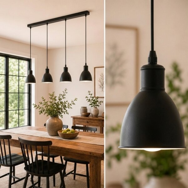Brilagi - Lampadario LED a sospensione su cavo RIDDY 4xE27/60W/230V nero