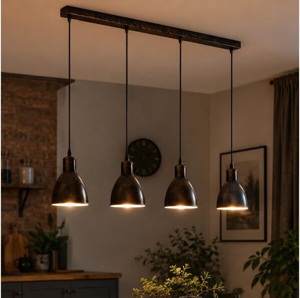Brilagi - Lampadario LED sospeso su cavo RIDDY 4xE27/60W/230V rame/patina