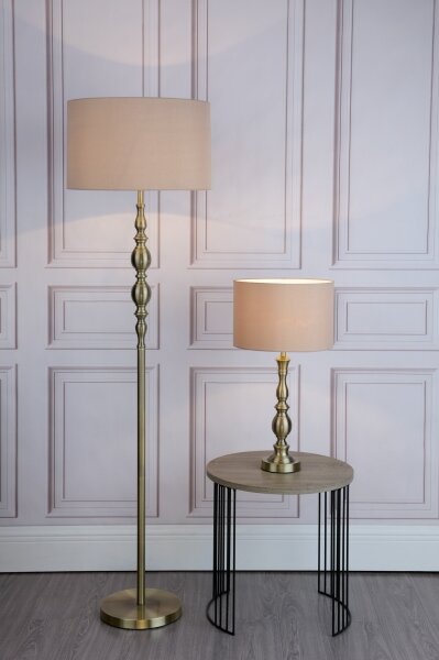 Där Lighting MAD4975 - Lampada da terra MADRID 1xE27/60W/230V marrone/ottone