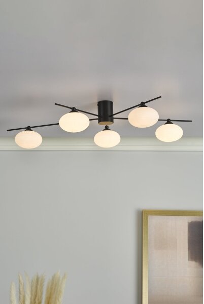 Där Lighting JAS5422 - Lampadario da soffitto a montaggio superficiale JASPER 5xG9/25W/230V nero
