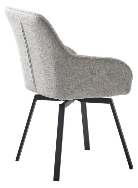 Sedia da pranzo grigio chiaro in imbottito con braccioli Alma – Unique Furniture
