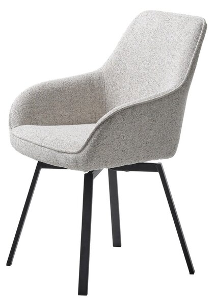 Sedia da pranzo grigio chiaro in imbottito con braccioli Alma – Unique Furniture