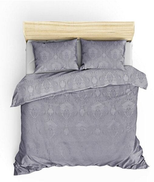 Set con copriletto e federa grigio in tessuto damascato 240x260 cm Beste – Mijolnir