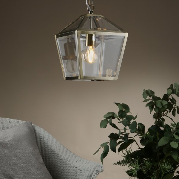 Där Lighting CHU0175 - Lampadario a catena CHURCHILL 1xE27/60W/230V ottone