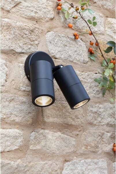 Där Lighting ORT0922 - Faretto LED da parete per esterni ORTEGA 2xGU10/5W/230V IP65 nero