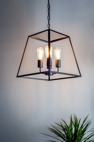 Där Lighting ACA8622 - Lampadario a sospensione ACADEMY con catena 4xE27/60W/230V nero