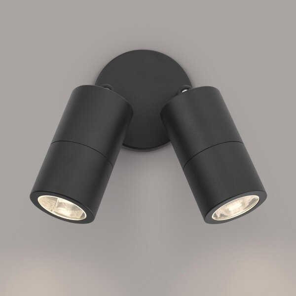 Där Lighting ORT0922 - Faretto LED da parete per esterni ORTEGA 2xGU10/5W/230V IP65 nero