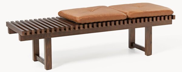 Panca in legno di frassino con cuscino in pelle Sora