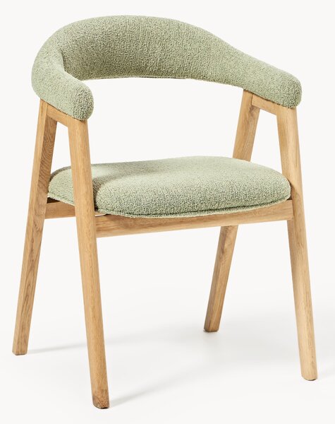 Sedia con braccioli con rivestimento bouclé Nik