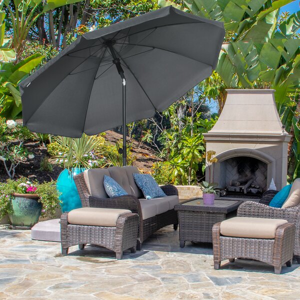 Outsunny Ombrellone da Spiaggia in Poliestere e Acciaio con Tettuccio Reclinabile a 45°, Ø180x209 cm, Grigio|Aosom