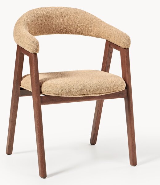 Sedia con braccioli con rivestimento bouclé Nik