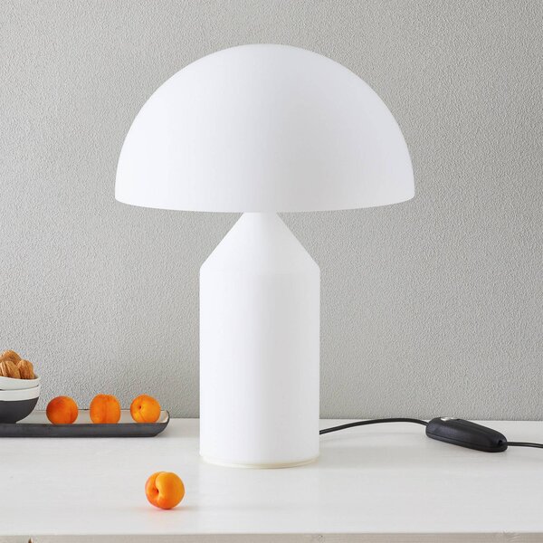 Oluce Lampada da tavolo di design ATOLLO, dimmerabile, Bianco / Opale, Soggiorno / Sala da pranzo, Metallo, Design, Lampada da tavolo