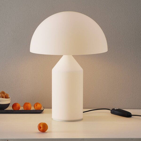 Oluce Lampada da tavolo di design ATOLLO, dimmerabile, Bianco / Opale, Soggiorno / Sala da pranzo, Metallo, Design, Lampada da tavolo