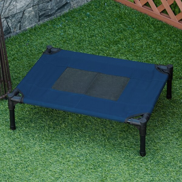 PawHut Lettino per Cani Rialzato con Seduta Traspirante, in Acciaio e Tessuto, 61x46x18 cm, Marrone e Nero|Aosom