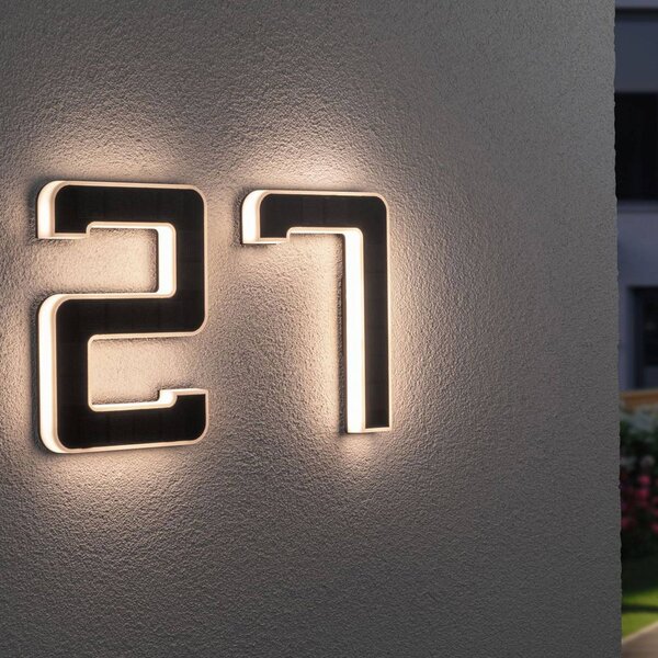 Paulmann lampada LED solare numero civico 9 Solar-Hausnummer, Nero, Plastica, Moderno, Applique da esterni