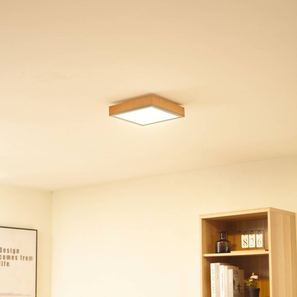 Plafoniera a LED Laviona Lindby, Legno chiaro, Soggiorno / Sala da pranzo, Legno, Moderno, Plafoniera LED