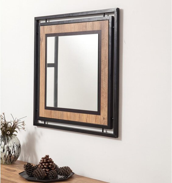 Specchio da parete COSMO 70x70 cm marrone/nero