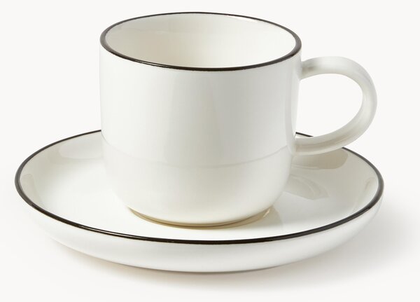 Tazzine da espresso con piattino in porcellana Facile 2 pz