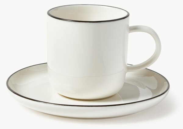 Tazzine da caffè con piattino in porcellana Facile 2 pz